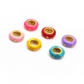 Set van zes kleurrijke emaille tussenkralen met gouden stippen voor sieraden maken - Style 47