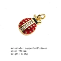 Détails du pendentif coccinelle en émail rouge avec zircons et placage en cuivre - Coccinelle en Strass
