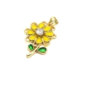 Detail of sunflower pendant with yellow enamel petals and sparkling center stone - Yellow Daisy Pendant (3) / Pendant Only (Without Chain)