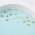Micro-inlaid zircon flower spacer beads for DIY jewelry making in gold and silver - 4mm / Silver