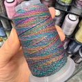 Spool of 6-strand multi-color gradient wax thread with metallic silk for DIY weaving - 6-Strand / Cyan Purple Gold Brown (6)