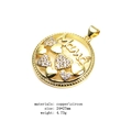 Macro view of gold-plated Mama heart pendant with micro-inlaid zircons and measurements - Circular Mama Pendant (1)