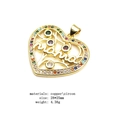 Detail of gold heart pendant with mama lettering and colorful pave set cubic zirconia - Hollow Vine Heart Mama Pendant (2)