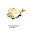 Detail of copper gold-plated Mama heart pendant with colorful zircons and butterfly design - Butterfly Mama Heart Pendant (3)
