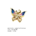 Macro detail of gold-plated butterfly pendant with blue enamel and cubic zirconia stones - Blue Pink Butterfly Pendant (Pendant Only)