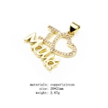 Macro detail of gold-plated I Love MAMA heart pendant with micro-pave zircons 20x21mm - I Love Mama Letter Pendant (8)