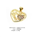 Detail of copper gold-plated MAMA heart pendant with colorful zircons and size specs - Love Mama Hollow Heart Pendant (11)