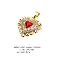 Gold-plated heart pendant with red center stone and colorful zircon accents on white background - Red Heart Layered Pendant (13)