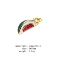Detail showing a 5x15mm watermelon enamel charm in copper with gold plated edges - Watermelon Slice Shape (18#)