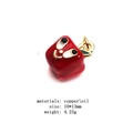Macro detail of red apple charm in copper and oil drip with cartoon face 10x13mm size - Expression Red Apple Shape (20#)