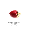 Macro view of 7x13mm red strawberry charm in copper and oil-dripped glossy finish - Red Strawberry Charm (21#)