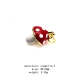 Macro view of 8x12mm red mushroom charm made of copper and oil drip technique - Red White Polka Mushroom (22#)