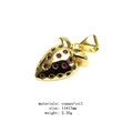 Detail of red strawberry charm with gold plating and cubic zirconia for jewelry making - Gold Star Strawberry (23#)