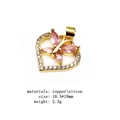 Macro detail of heart-shaped zircon pendant with pink butterfly stones and dimensions - Pink Butterfly Heart Pendant (17)