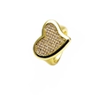 Detailed view of adjustable heart-shaped ring with micro-pave cubic zirconia stones - Adjustable Open / Fashionable Heart Style (1)