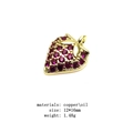 Detail view of a red strawberry pendant charm made of copper with oil dripping and red stones - Full Pave Red Gem Strawberry (24#)