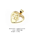 Macro detail of gold-plated copper heart pendant with Fe letter and white zircon inlay - Fe Letter Heart Pendant (18)