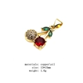 Detail view of 13x15mm cherry charm with red stone and green leaves in copper oil finish - Pave Ball Two-tone Leaf Cherry (26#)