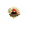 Macro detail of gold adjustable heart ring with red enamel and micro-pave zircons - Adjustable Open / Sunburst Red Heart Style (3)