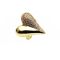 Adjustable 18K gold plated ring with micro-paved zircon heart design on white background - Adjustable Open / Asymmetric Heart Style (4)