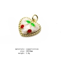 Golden cherry heart pendant crafted with copper and zircon, 16x16mm jewelry accessory - Beaded Cherry Heart Style (1#)