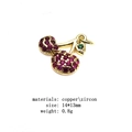 Close-up of pink zircon cherry pendant with gold frame and green leaf detail - Pink Purple Zirconia Cherry (31#)