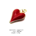 Detail of red enamel heart pendant with gold plated copper frame and size specs - Agile Asymmetric Heart Pendant Only (Without Chain)(4)