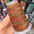 Multi-color metallic waxed cord with gold and silver thread on transparent spool - 6-Strand / Orange Green Yellow Black (9)