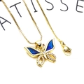Exquisite gold-plated butterfly necklace with blue enamel and sparkling cubic zirconia - Blue Butterfly Necklace (45cm)