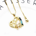 Gold heart MAMA pendant necklace with colorful gems and tiny butterfly detail - Butterfly Mama Heart Necklace (3+Necklace)