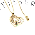 Gold plated heart pendant necklace with Mom lettering and colorful zircon stones - Double Layer Heart Mama Necklace (4+Necklace)