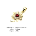 Detailansicht eines vergoldeten roten Herzanhängers mit Zirkon-Inlays und Maßen - Radiant Heart Pendant Only (Without Chain)