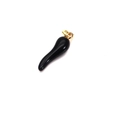 Italian Cornicello horn pendant in glossy black enamel with a gold plated clasp charm - Black Cornicello Shape (7#)