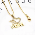Gold-plated mama heart pendant necklace with micro-paved zircons and venetian chain - I Love Mama Letter Necklace (8+Necklace)