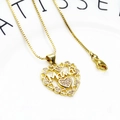 Gold-plated MAMA heart pendant necklace with shimmering cubic zirconia on a box chain - Mama Script Heart Necklace (12+Necklace)