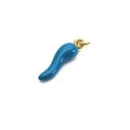 Blue enamel chili charm pendant in cornicello style with gold ring for bracelets - Bright Blue Cornicello Shape (9#)
