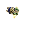 Detalle de anillo de búho con esmalte azul y verde y circonitas micro-engastadas - Abierto Ajustable / Figura de Búho (6)