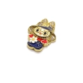 Detail of 3D gold-plated rabbit pendant with zircon inlays and colorful enamel finish - Cartoon Rabbit Style 3 (3)
