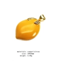 Lemon fruit charm pendant in yellow enamel with copper and zircon details 18x25mm - Bright Yellow Lemon Shape (30#)
