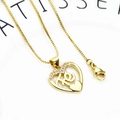Gold-plated heart pendant necklace with Fé engraving and box chain for women - Fe Letter Heart Necklace (18+Necklace)