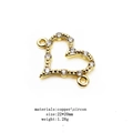 Macro view of gold copper heart connector with pavé zircon stones for DIY jewelry making - Hollow Heart Style (3)