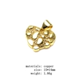 Macrodetaill van een 15x14mm koperen hartvormige hanger met vergulde nugget-textuur - Hart Nugget Textuur Hanger (21)