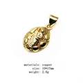 Detail van vergulde koperen St. Judas Thaddeus ovale heilige hanger 10x17mm - Ovaal Religieus Heilige Relief Hanger (22)