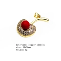 Macro view of copper gold plated cherry pendant with red bead and micro zircon stones - Cherry Heart Style (Pendant Only (Without Chain)) (1) / 18x30mm