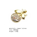 Copper gold plated cherry pendant necklace with pavé cubic zirconia and red enamel detail - Smiley Cherry Style (Pendant Only (Without Chain)) (3) / 20x24mm