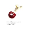 Macro shot of 12.5x30mm red cherry pendant in copper with zircon and gold plating - Pave Zirconia Red Cherry Style (Pendant Only (Without Chain)) (4) / 12.5x30mm