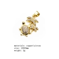 Detail of 15x23mm gold-plated copper starfish and palm tree pendant with zircon inlay - Sea Turtle and Coconut Tree (Pendant Only (Without Chain))