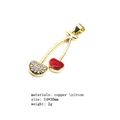 Detail showing red enamel and zircon cherry pendant size 14x30mm on gold chain - Two-Tone Pave Cherry Style (Pendant Only (Without Chain)) (6)