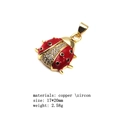Macro detail of a 17x20mm gold plated copper ladybug pendant with red enamel and zircons - Ladybug Style (Pendant Only (Without Chain)) (7)