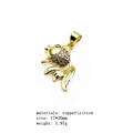 Macro detail of 17x20mm gold-plated goldfish pendant with zircon inlay and dimensions - Goldfish Style (6)